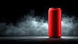 © Tulip - Red soda can on dark textured surface with smoky background