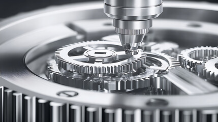 Wall Mural - Precision Machining of Gears with a CNC Tool