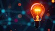 © aderag - A close-up shot of a glowing lightbulb illuminating a complex network of interconnected nodes, symbolizing the crucial role of information in modern systems ,  essential,  insight,  glow