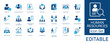 © Iconify - Human Resources and Recruitment icon set. Includes symbols for Interview, Hire, Team Management, and Performance Review. Solid icons for employee management, career growth, and corporate training.