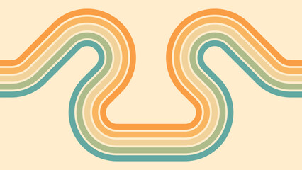 Wall Mural - abstract background of rainbow groovy wavy line design in 1970s hippie retro style. vector pattern r
