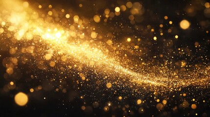 Wall Mural - golden glittering particles on a black background. the concept of luxury and elegance.