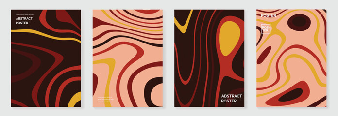 Wall Mural - autumn gradient poster background vector set. minimalist cover template with autumn tone topographic