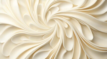 Wall Mural - Swirling Creamy White Waves Texture, Abstract Fluid Spiral Motion with Soft Folds and Elegant Design