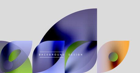 Wall Mural - Abstract shapes, vibrant colors, modern design. Gradient overlays create dynamic visual effect. Minimalist aesthetic, clean composition.