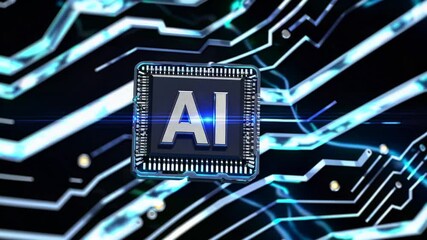 Representation of AI programming - Artificial Intelligence chip on a Circuit Board in Technology - Innovation and development - AI Processor on Motherboard - Future Technology - Semi Conductor