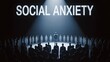 © Sohail - Social Anxiety Spotlight: A solitary figure stands illuminated, encircled by a sea of faceless forms, the words Social Anxiety loom overhead, a visual metaphor for the isolating struggle within.