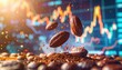 © Igor_Tichonow - Cocoa beans and powder with financial graph symbolizing global commodity market chocolate industry investment trade price fluctuation trend