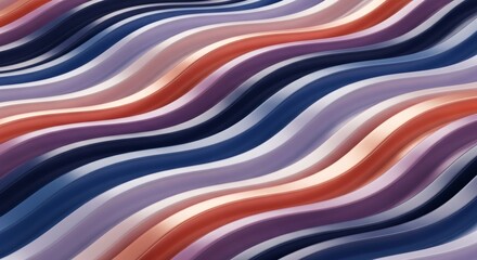 Wall Mural - abstract waves of navy lavender white and coral