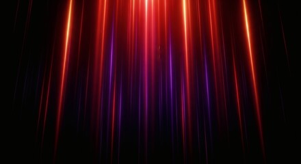 Canvas Print - red and purple glowing lines descending against a dark background