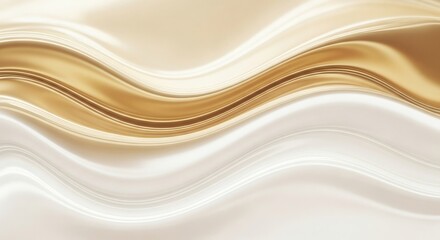 Wall Mural - smooth flowing waves of gold and pearl with soft highlights