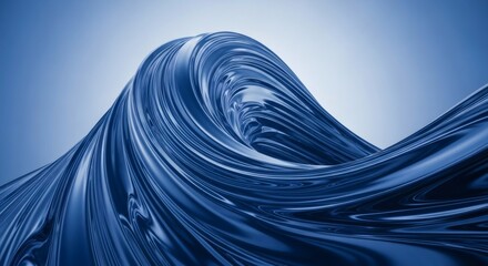 Wall Mural - smooth metallic blue abstract form on a gradient background