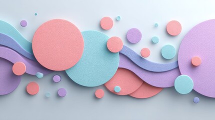 Wall Mural - Pastel circles and wavy shapes on a light background