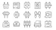 © Riya - Assorted electrical components and devices icons. Circuits, engineering, electricity, electronics, technology, equipment, schematic, engineering.