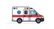 © Arthur - Emergency Medical Ambulance Van with Blue Medical Cross and Red Stripe in Side View