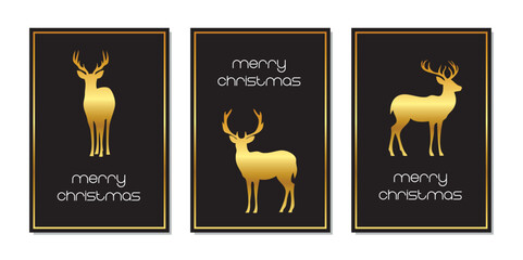 Wall Mural - set of christmas greeting cards with reindeer vector illustration