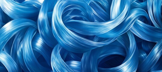 Wall Mural - interconnected azure strands a network of blue light nodes in an abstract design composition