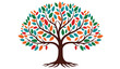 © rsvect02 - Vibrant abstract tree with colorful leaves and visible roots symbolizing growth nature diversity and life against a clean white background
