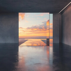 Canvas Print - Beautiful sunrise and sunset over the sea with colorful sky and ocean reflection