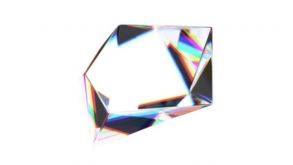Wall Mural - Abstract animation, iridescent crystal on white background, 4k seamless looped video, 3d render
