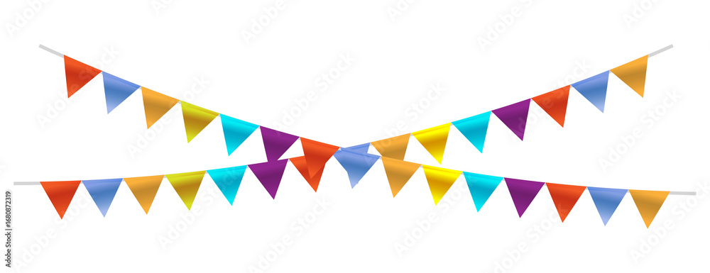 Festive buntings with colorful triangular flags celebration decoration ...