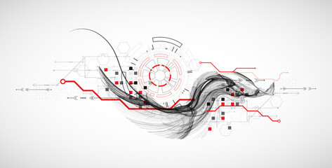 Wall Mural - The abstract wave art background. Template for science and technology presentation. Vector.