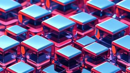 Wall Mural - abstract cube reflection: a symphony of pink and blue