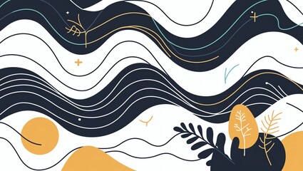 Wall Mural - abstract wave landscape: serene minimalist art print