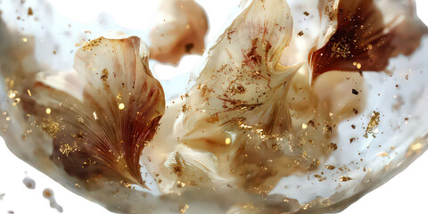 Wall Mural - Creamy White Petals with Gold Glitter Swirl