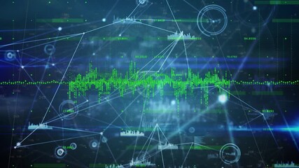 Wall Mural - animation of close up of computer information and data processing on black