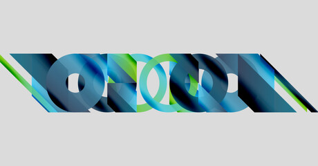 Wall Mural - abstract graphic design features overlapping blue, teal circles, lines. minimalist composition with 