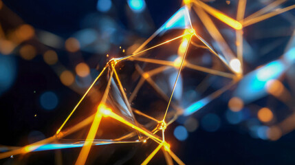 Wall Mural - futuristic abstract 3d polygonal mesh structure with glowing connections, symbolizing technology, ne
