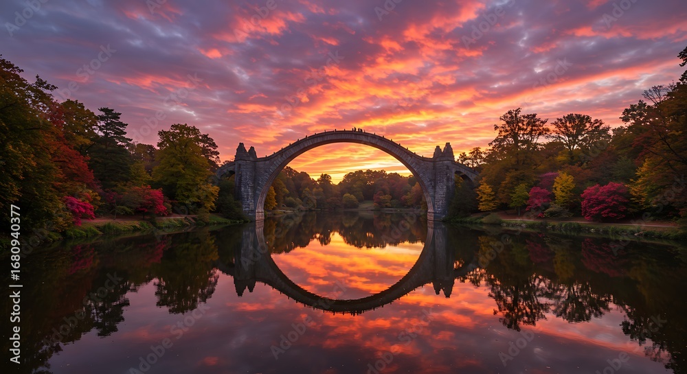 Rakotzbr?cke Devil's Bridge forms a perfect circle with its reflection ...