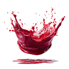 Wall Mural - Captivating crimson liquid eruption against a simple isolated transparent setting, a dynamic