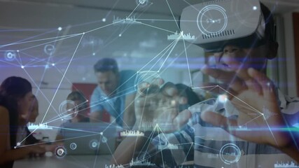 Wall Mural - digital video shows global education connections among diverse students and teachers.