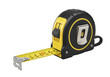© Matej - Isolated retractable metal tape measure on plain background, close-up view from eye level