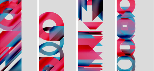 Wall Mural - abstract geometric composition. vivid pinks, blues create dynamic visual rhythm. modern design, clea
