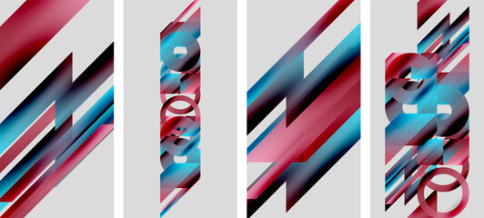 Wall Mural - abstract geometric composition. red, blue hues dominate, creating dynamic visual rhythm. panels disp
