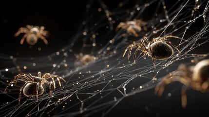 Spider in web, poised and ready