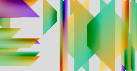Wall Mural - abstract geometric shapes overlap, creating vibrant color gradients. composition features sharp angl