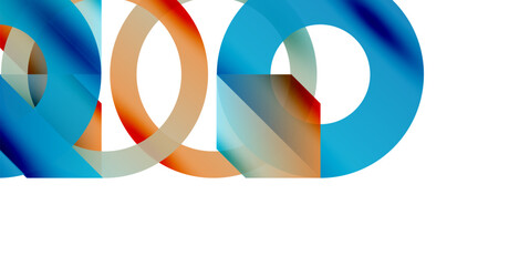 Wall Mural - abstract design features overlapping colorful circles. blue, orange hues create dynamic visual effec