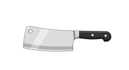 Sharp cartoon butcher knife or cleaver illustration on white background
