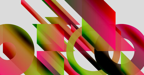 Wall Mural - abstract composition. overlapping shapes, vibrant colors, dynamic lines create modern visual experie