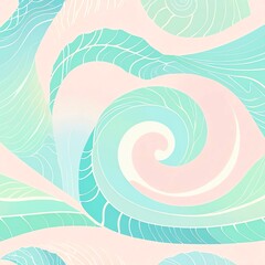 Wall Mural - whimsical pastel swirls: abstract teal and pink design