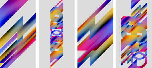 Wall Mural - abstract colorful stripes form dynamic compositions. bright gradients create visual interest, modern