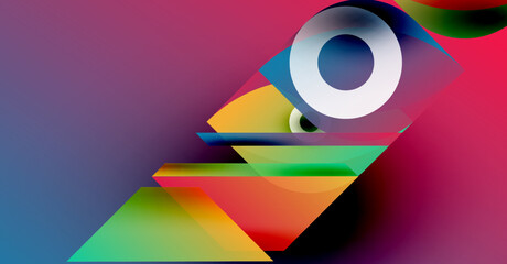 Wall Mural - abstract composition. vivid colors blend, creating layered geometric shapes. modern design evokes dy