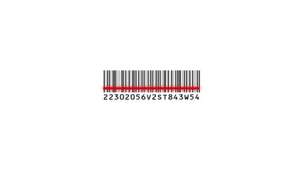 Bar code animation with laser beam. Laser beam barcode scanning motion graphics. Laser beam barcode scanner 4k video footage.