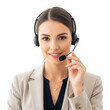 © Aklima - Friendly female customer service representative wearing a headset, isolated on transparent background
