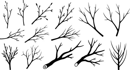 Wall Mural - set of wooden twigs icon vector. branch icon
