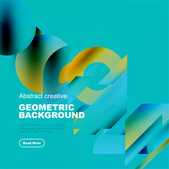 Wall Mural - vibrant geometric shapes overlap, creating dynamic background. blue, orange, yellow hues dominate de